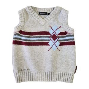 Calvin Klein Sweater Vest Boy 18M Knitted Embroidered Argyle Church Casual Basic